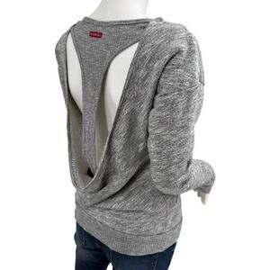 HARD TAIL Forever Open Back Sweatshirt Heather Gray XS Long Sleeve Pullover Y2K
